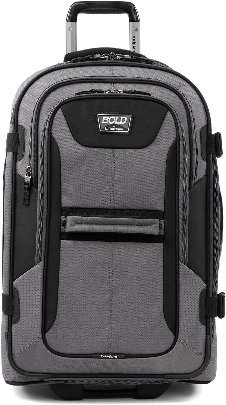 Travelpro Unisex-Adult Bold-Softside Expandable Rollaboard Upright Luggage, Grey/Black, Checked-Medium 25-Inch