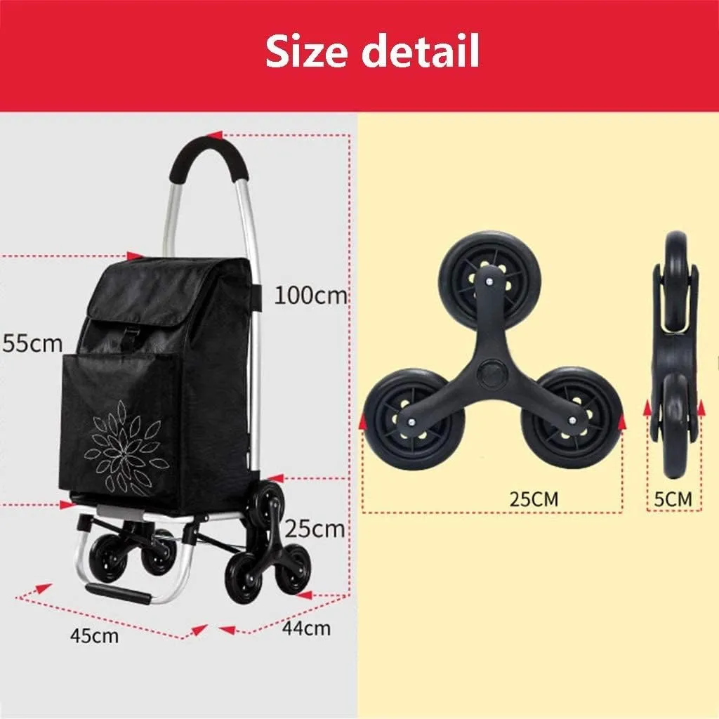 Trolley Black Home Shopping Cart Folding Portable Shopping Cart Travel Luggage Small Cart Elderly Trolley Car 60L