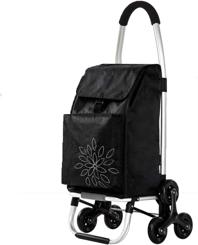 Trolley Black Home Shopping Cart Folding Portable Shopping Cart Travel Luggage Small Cart Elderly Trolley Car 60L