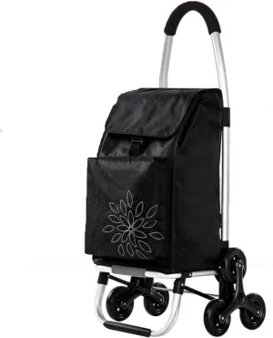 Trolley Black Home Shopping Cart Folding Portable Shopping Cart Travel Luggage Small Cart Elderly Trolley Car 60L