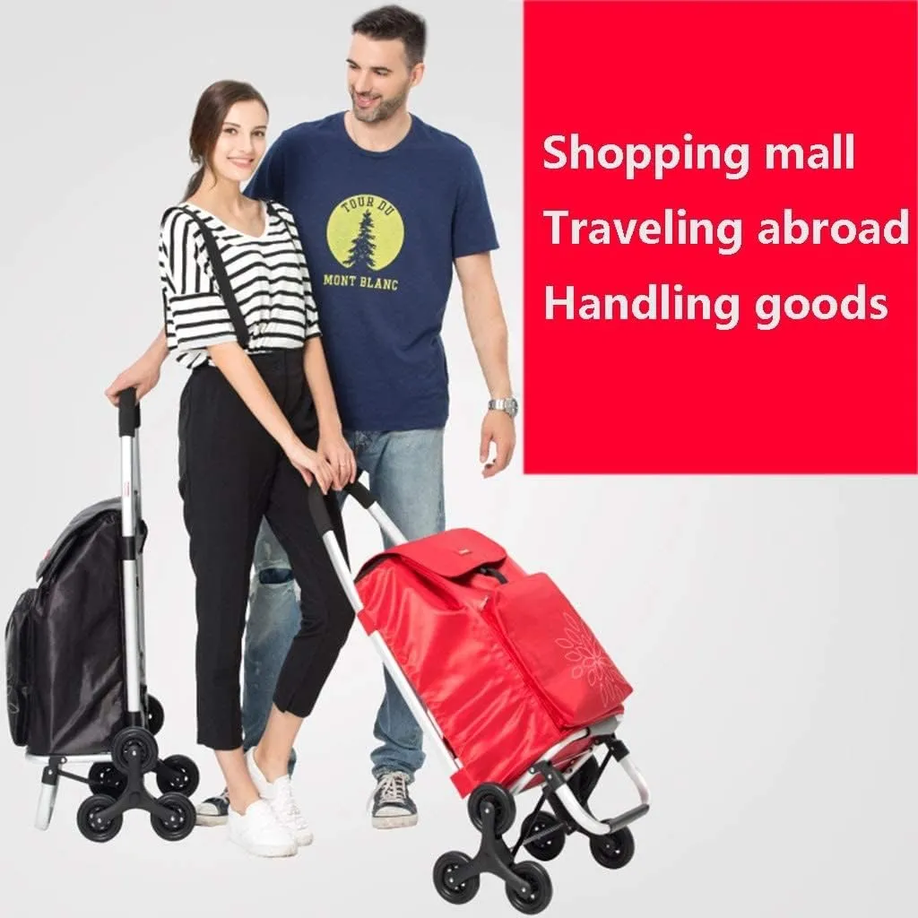 Trolley Black Home Shopping Cart Folding Portable Shopping Cart Travel Luggage Small Cart Elderly Trolley Car 60L