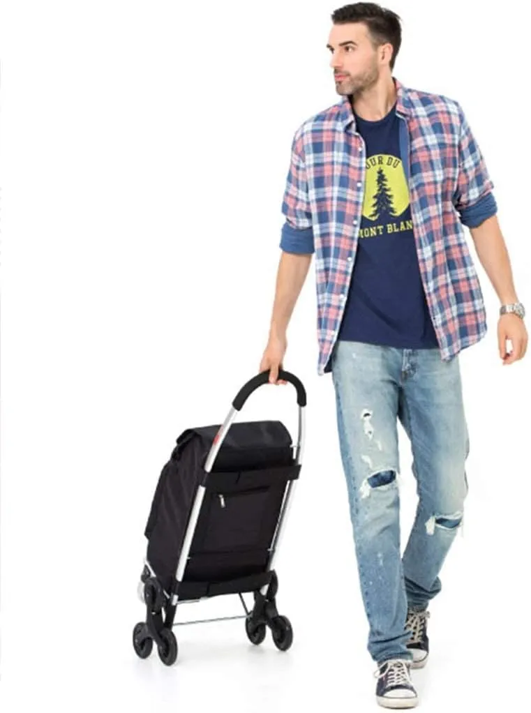 Trolley Black Home Shopping Cart Folding Portable Shopping Cart Travel Luggage Small Cart Elderly Trolley Car 60L