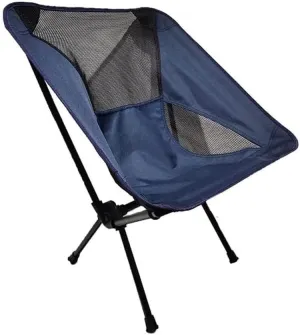 Ultralight Folding Camping Chair - Beach & Fishing with Mesh Back, Heavy Duty Steel Frame, Compression Resistance, Easy Setup, Includes Storage Bag