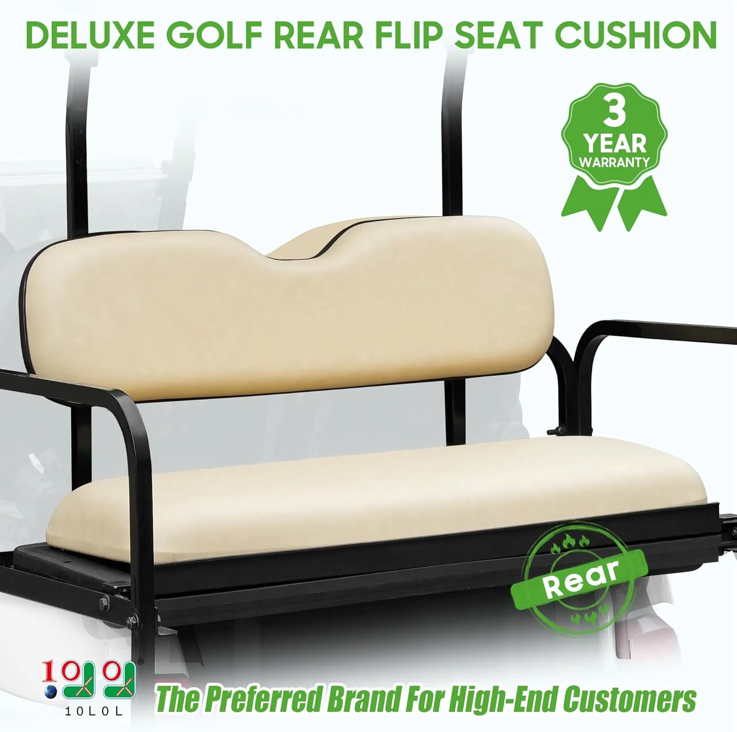 Universal Golf Cart Rear Seat Replacement Cushions, 4-person Back Seat Cushion for Golf Cart, Upgraded Replacement Seats Fits EZGO, Club Car, Yamaha