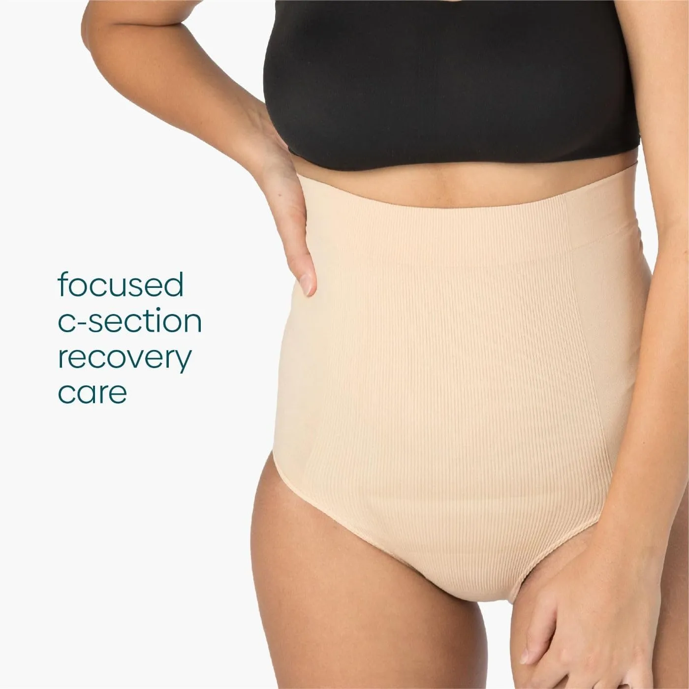 UpSpring C-Section Tummy Control Panties High Waist Postpartum Underwear for Womens, Nude/Black, Small-xx Large