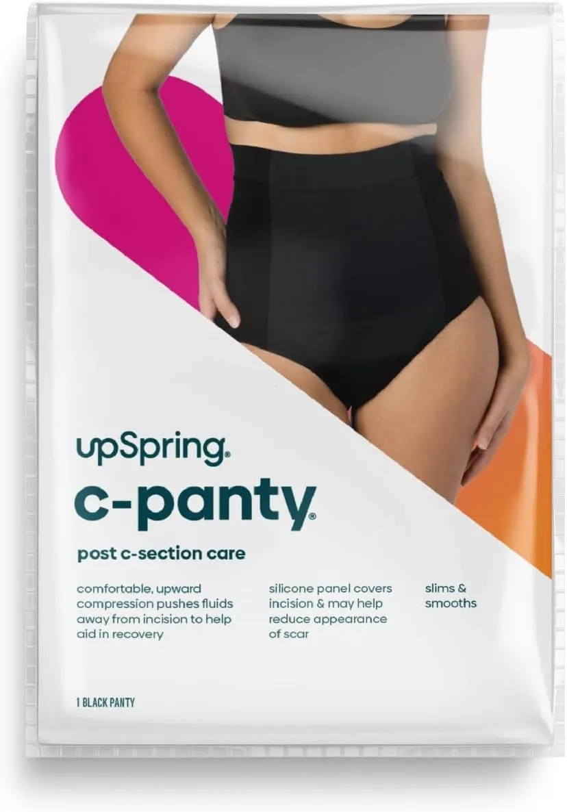 UpSpring C-Section Tummy Control Panties High Waist Postpartum Underwear for Womens, Nude/Black, Small-xx Large