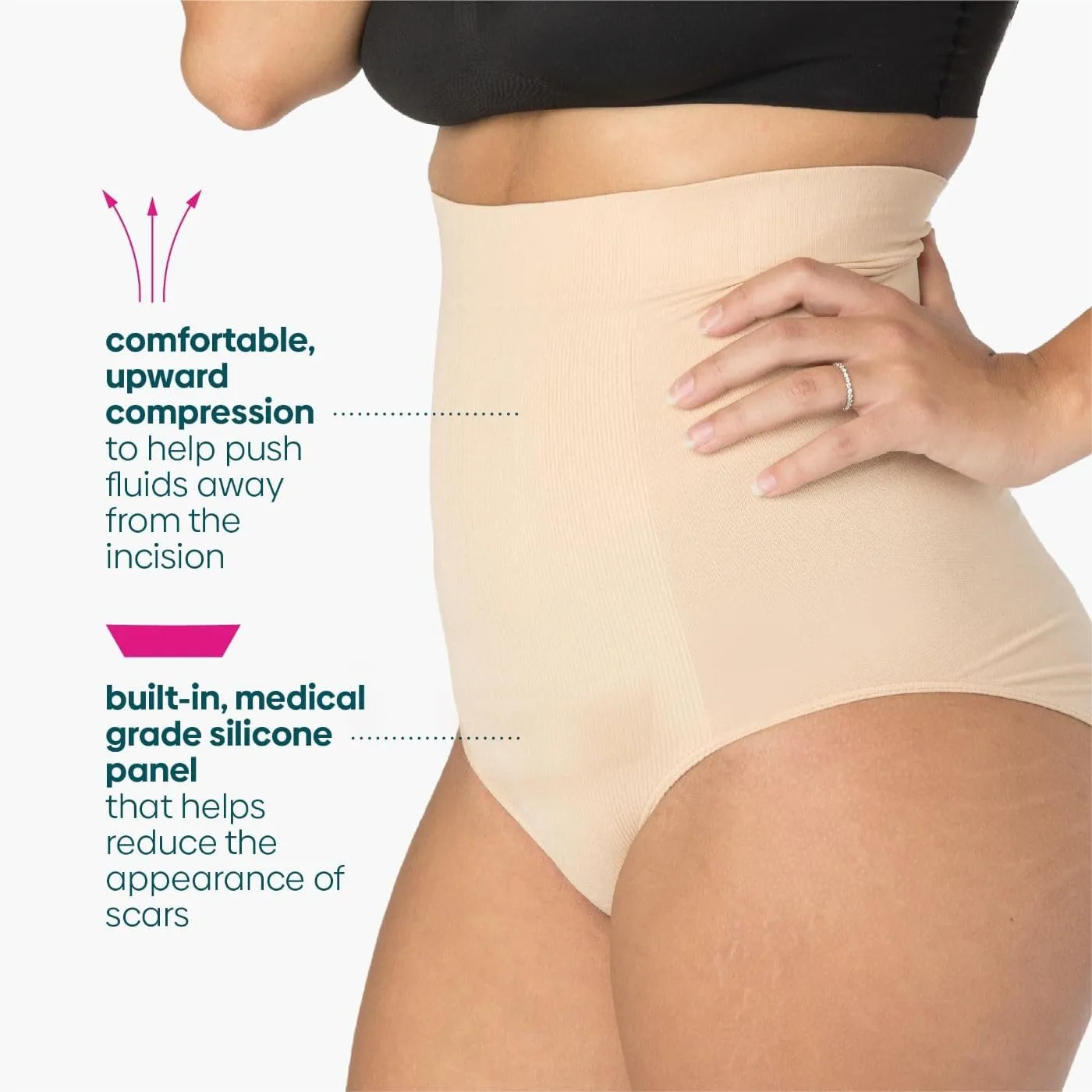 UpSpring C-Section Tummy Control Panties High Waist Postpartum Underwear for Womens, Nude/Black, Small-xx Large