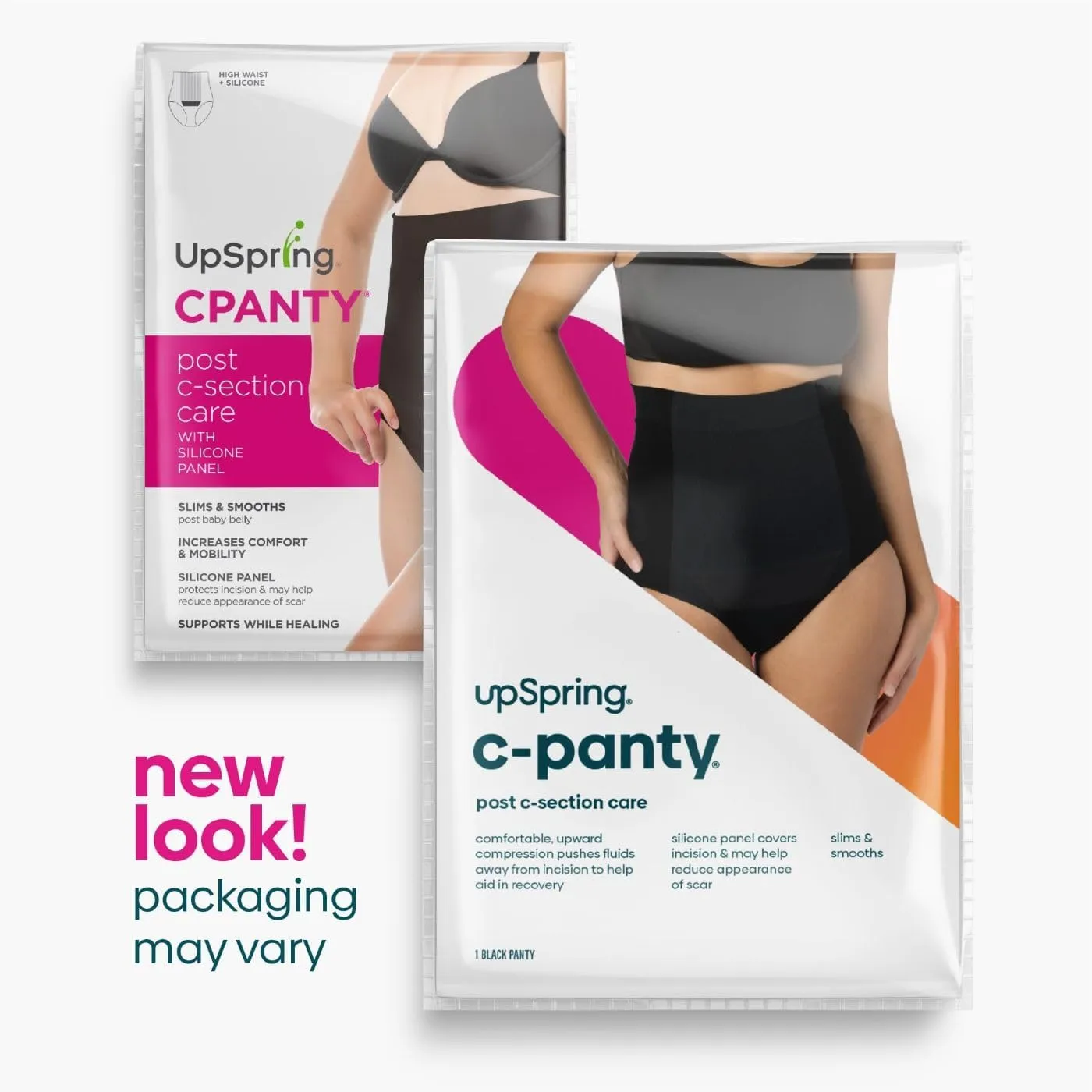 UpSpring C-Section Tummy Control Panties High Waist Postpartum Underwear for Womens, Nude/Black, Small-xx Large