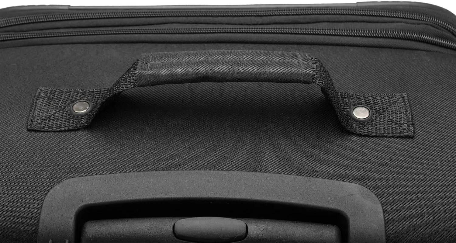 U.S. Traveler Aviron Bay Expandable Softside Luggage with Spinner Wheels, Black, Carry-on 22-Inch