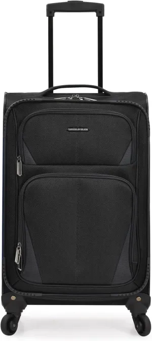 U.S. Traveler Aviron Bay Expandable Softside Luggage with Spinner Wheels, Black, Carry-on 22-Inch