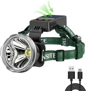 USB Rechargeable/Solar Headlights, Super Bright Head Lamps, 90°Adjustable 3 Modes Solar Camping Gear for Camping, Running, Hiking