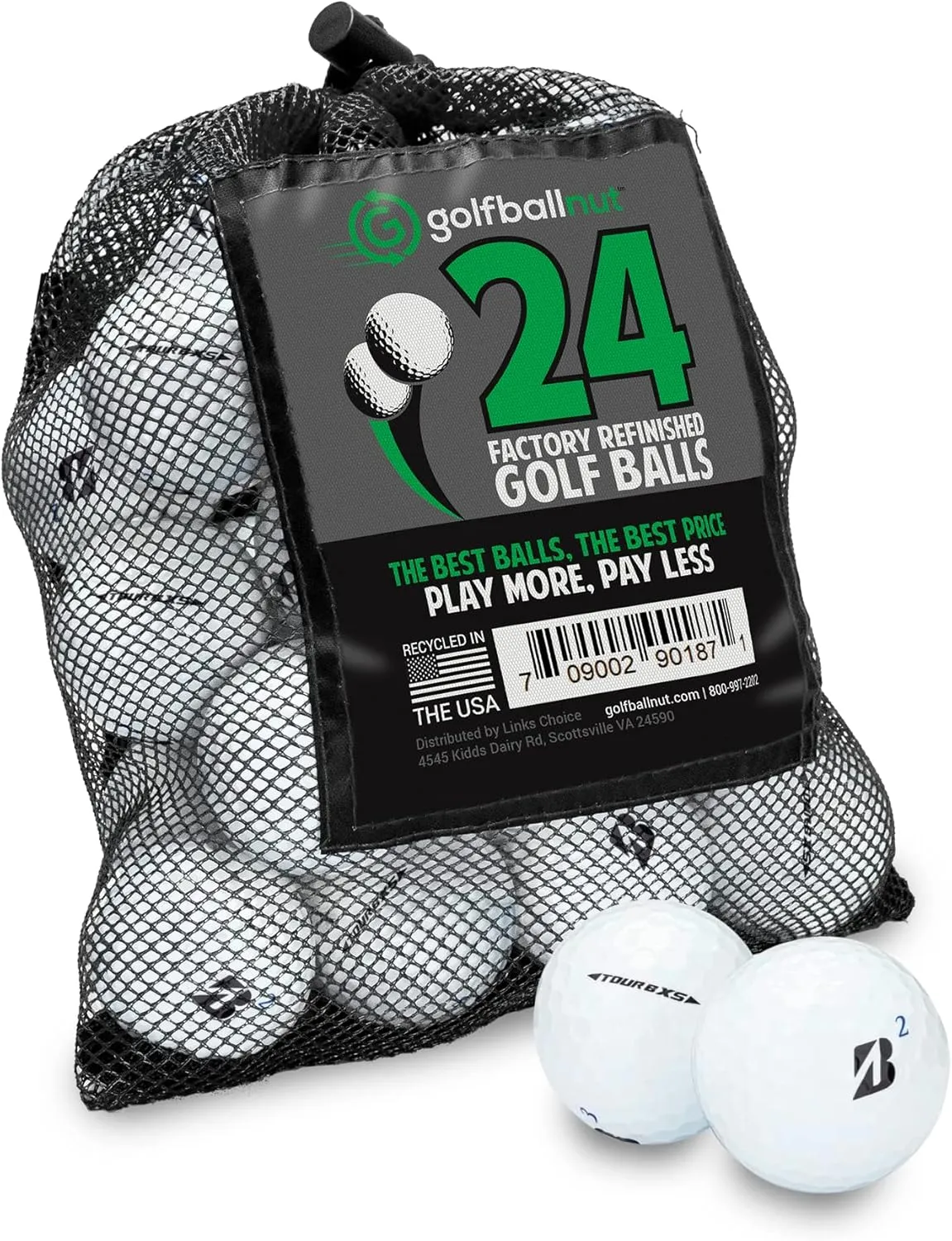 Used Factory Refinished for Bridgestone Tour BXS Mint 5A Quality Golf Balls Mesh Bag Included