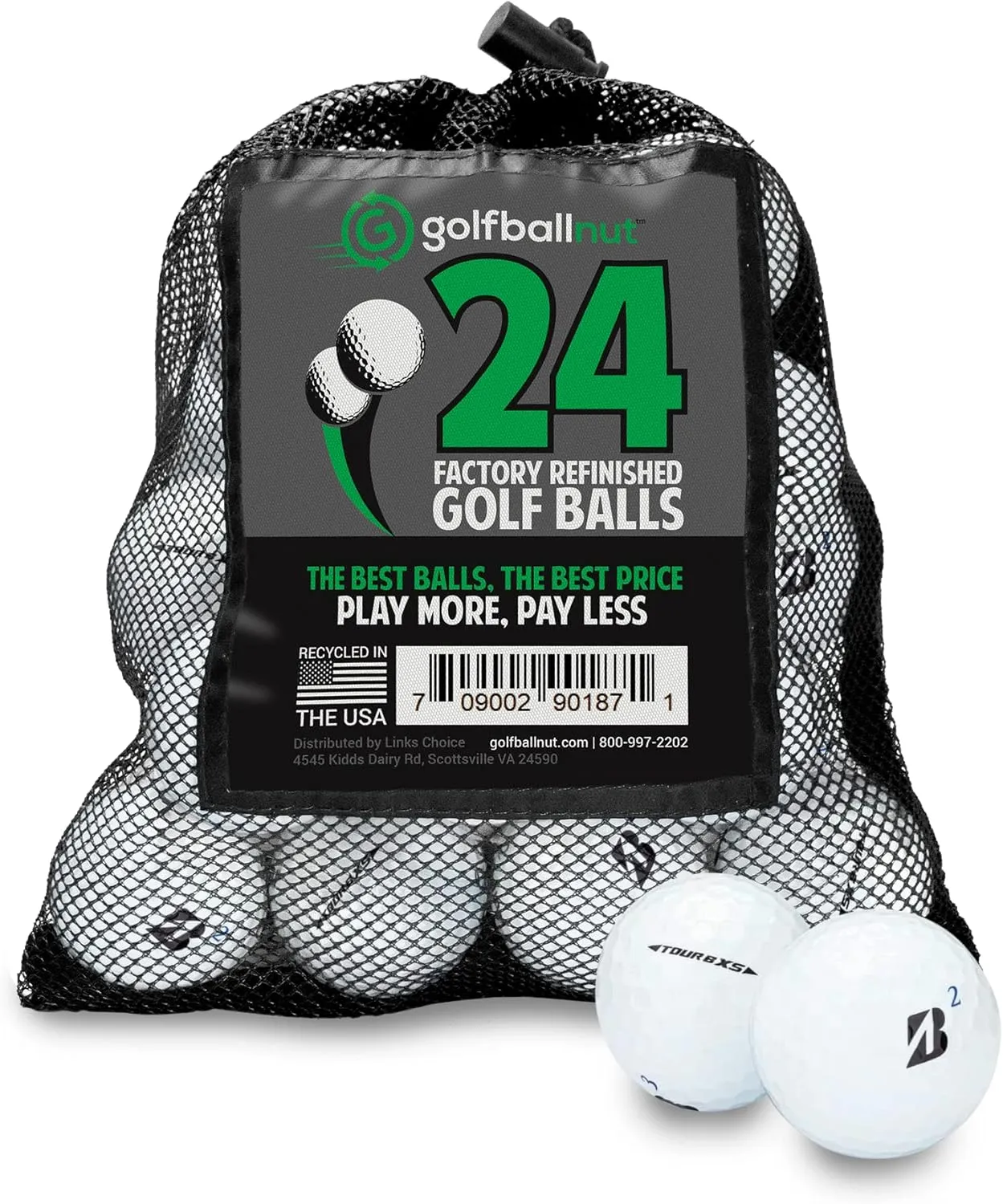 Used Factory Refinished for Bridgestone Tour BXS Mint 5A Quality Golf Balls Mesh Bag Included