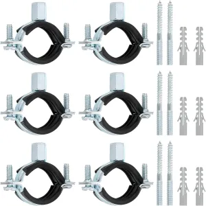 uxcell 10 Pcs Adjustable Pipe Bracket Clamp, 1-1/4"(32mm) Wall Ceiling Mount Split Ring Pipe Hanger Galvanized Iron Pipe Strap Support with Screw & Expansion Tube for Pipe Tube