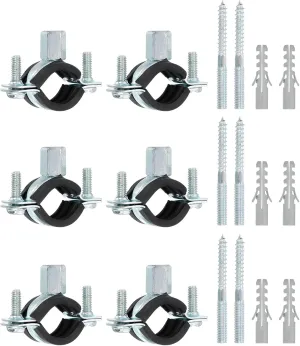 uxcell 20 Pcs Adjustable Pipe Bracket Clamp, 3/4"(19mm) Wall Ceiling Mount Split Ring Pipe Hanger Galvanized Iron Pipe Strap Support with Screw & Expansion Tube for Pipe Tube