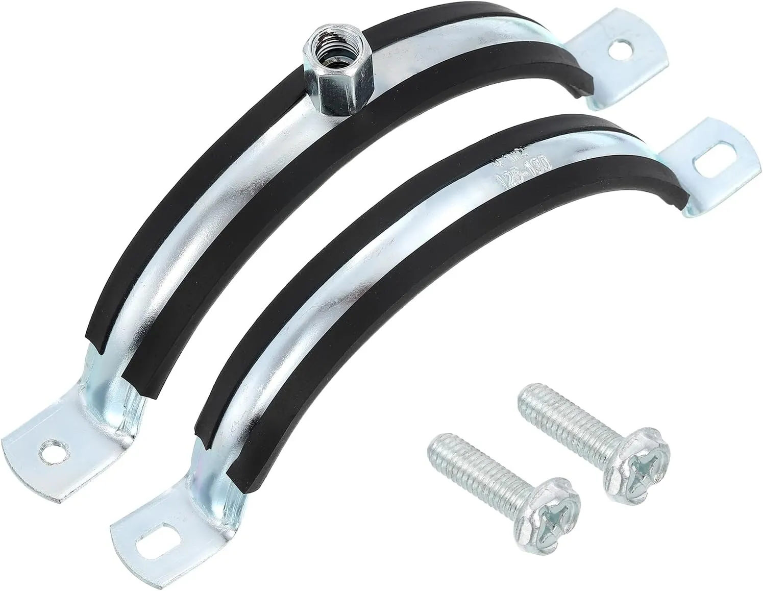uxcell 6 Pcs Adjustable Pipe Bracket Clamp, 5"(127mm) Wall Ceiling Mount Split Ring Pipe Hanger Galvanized Iron Pipe Strap Support with Screw & Expansion Tube for Pipe Tube