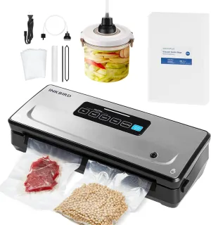 Vacuum Sealer Machine with 55 Count 8''*12'' Food Sealer Bags and 11''*118'' Vacuum Roll, INKBIRD Vacuum Sealing Machine with Dry|Moist|Liquid|Pulse Sealing Modes for Food Preservation