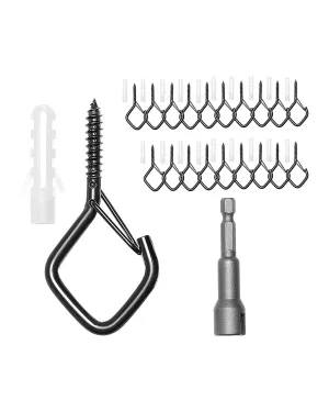 VEVOR 20 PCS Q-Hanger Hooks, 2.17 in Q Hanger String Light Hooks Outdoor, Heavy Duty Outdoor Screw Hooks with Security Buckle, for Hanging Outdoor String Lights, Christmas Lights, Cups, Decors (Black)
