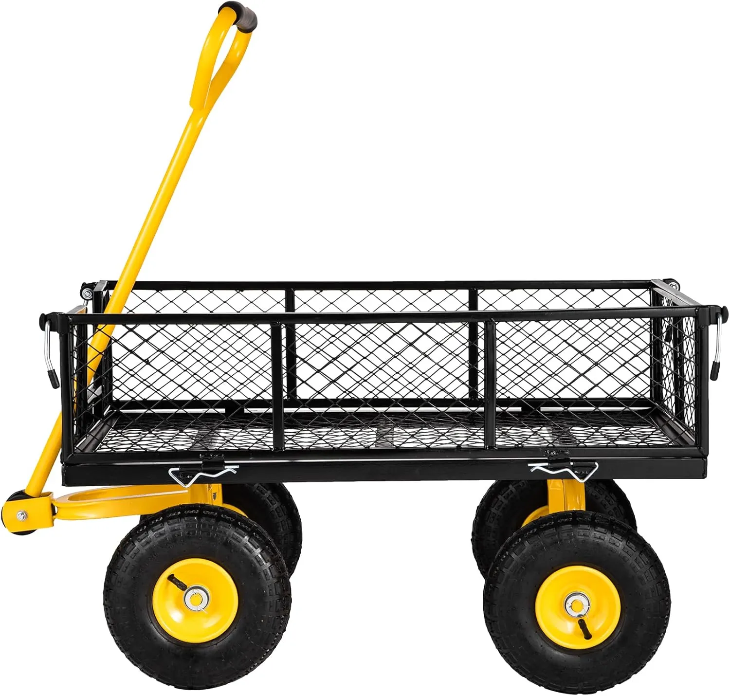 VEVOR Steel Garden Cart, Heavy Duty 500 lbs Capacity, with Removable Mesh Sides to Convert into Flatbed, Utility Metal Wagon with 180° Rotating Handle and 10 in Tires, Perfect for Garden, Farm, Yard