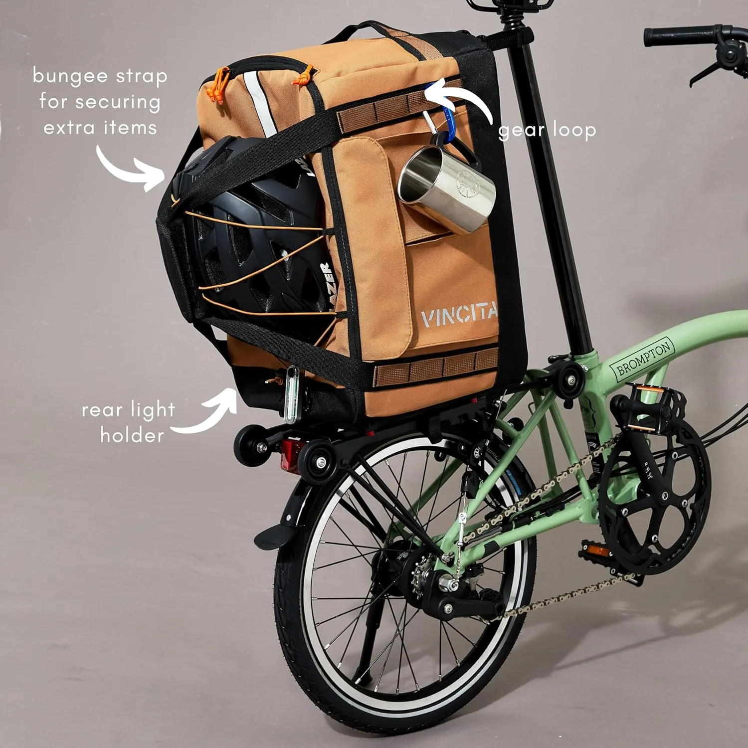 Vincita Voyage B.D.R. Bag For Folding Bike – Backpack, Duffle, Rack Bag Combo with KLICKfix UniKlip 2.0 37L | Water-Resistant, Versatile Design. (Black)
