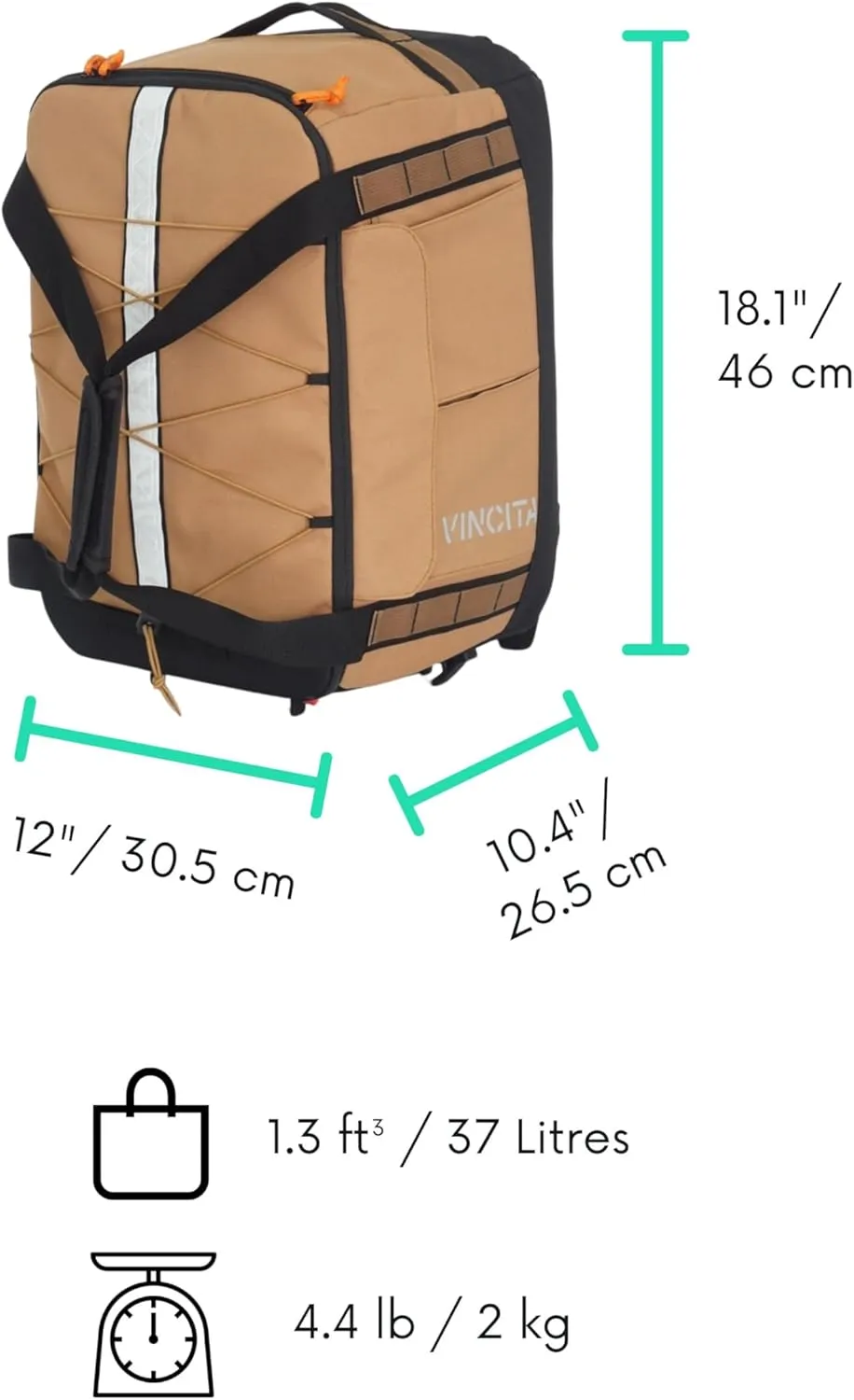 Vincita Voyage B.D.R. Bag For Folding Bike – Backpack, Duffle, Rack Bag Combo with KLICKfix UniKlip 2.0 37L | Water-Resistant, Versatile Design. (Blue)