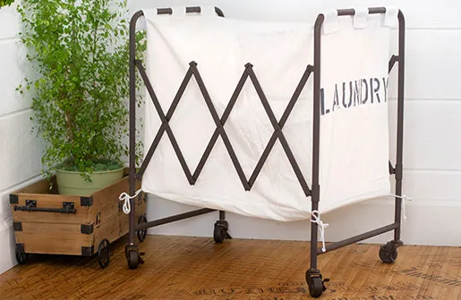 Vintage Canvas Foldable Laundry Cart