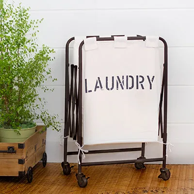 Vintage Canvas Foldable Laundry Cart