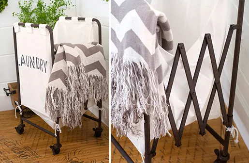 Vintage Canvas Foldable Laundry Cart