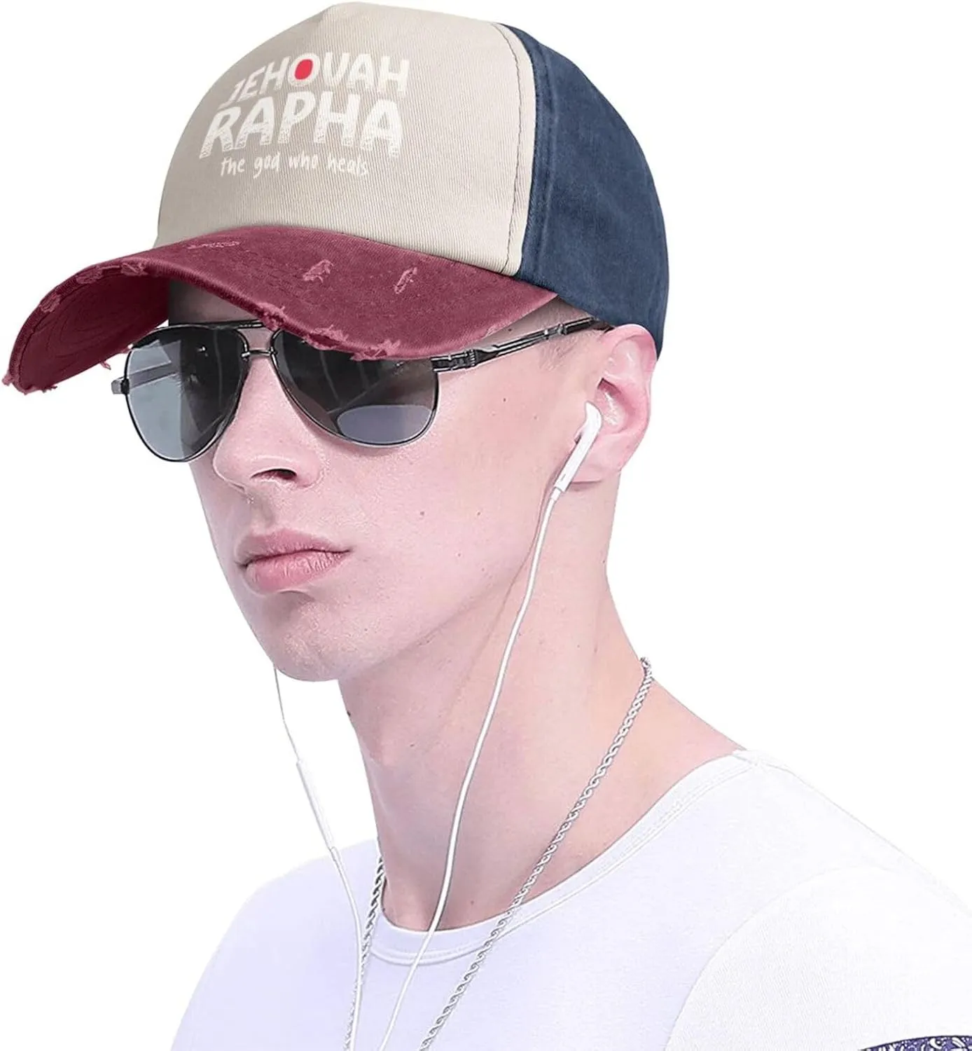 Vintage Jehovah Rapha The god who Heals Washed Cotton Baseball Cap,Vintage Adjustable Dad Hats,Dark Red