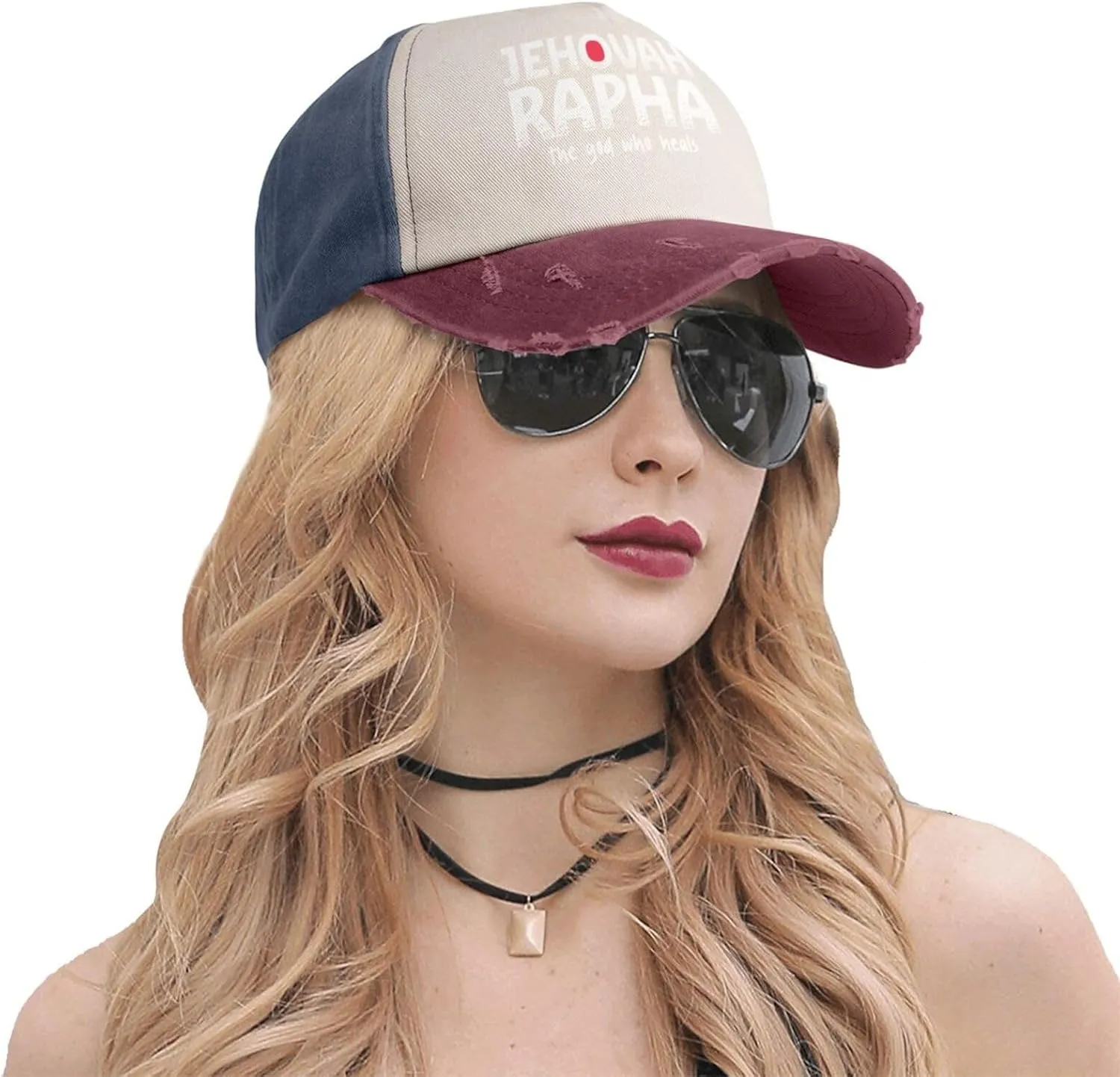 Vintage Jehovah Rapha The god who Heals Washed Cotton Baseball Cap,Vintage Adjustable Dad Hats,Dark Red