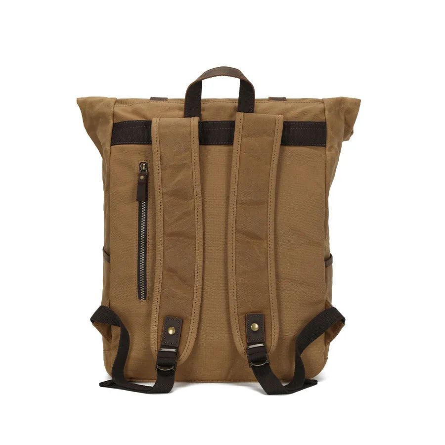 Vintage Roll Top Canvas Backpack for Travel and Outdoor Use