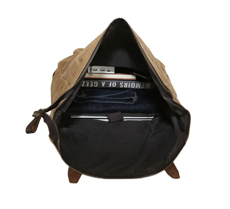 Vintage Roll Top Canvas Backpack for Travel and Outdoor Use