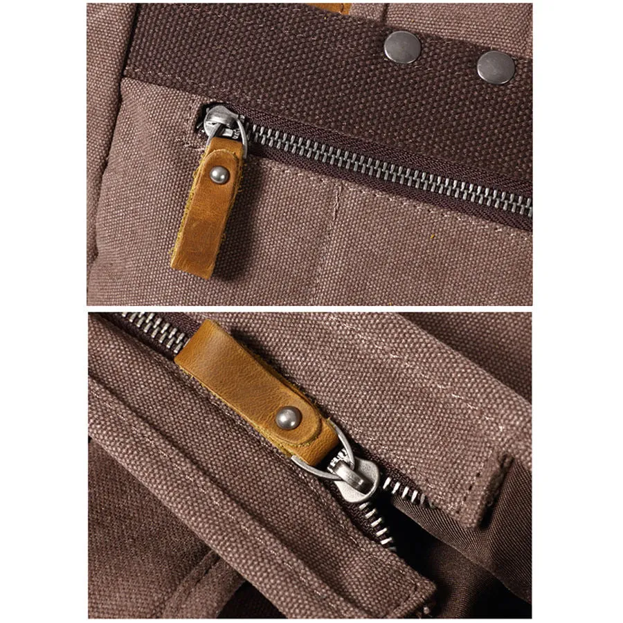 Vintage Roll-Top Canvas Backpack with Belt Buckle Closure