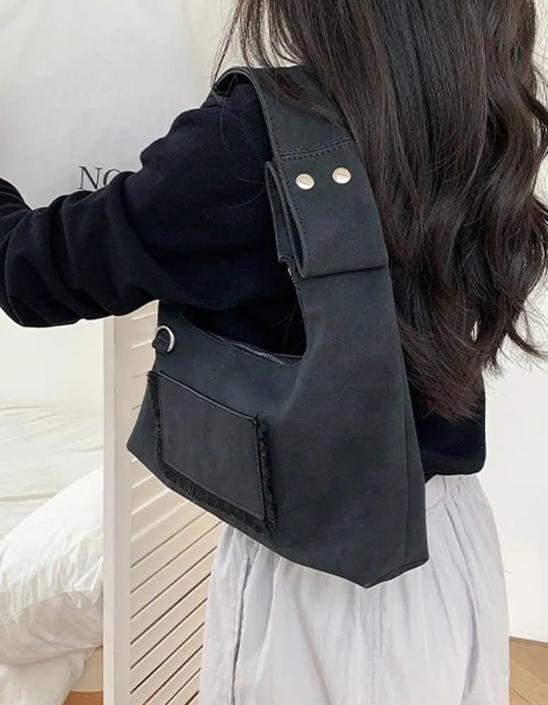 Vintage Underarm Bag for Women Y2K Designer Bag Suede Shoulder Bag Suede Fall Purse Top Handle Tote Handbag