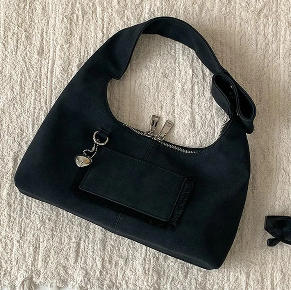 Vintage Underarm Bag for Women Y2K Designer Bag Suede Shoulder Bag Suede Fall Purse Top Handle Tote Handbag