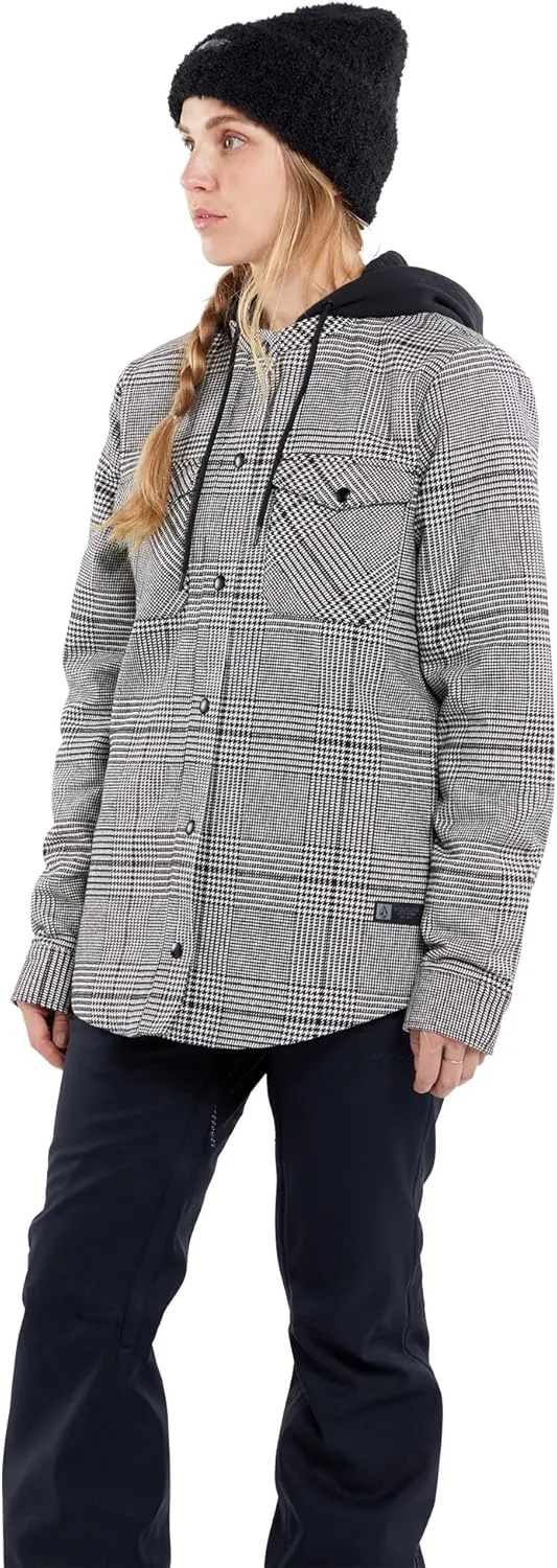 Volcom Women's Insulated Flannel Hooded Snowboard Ski Shirt Jacket
