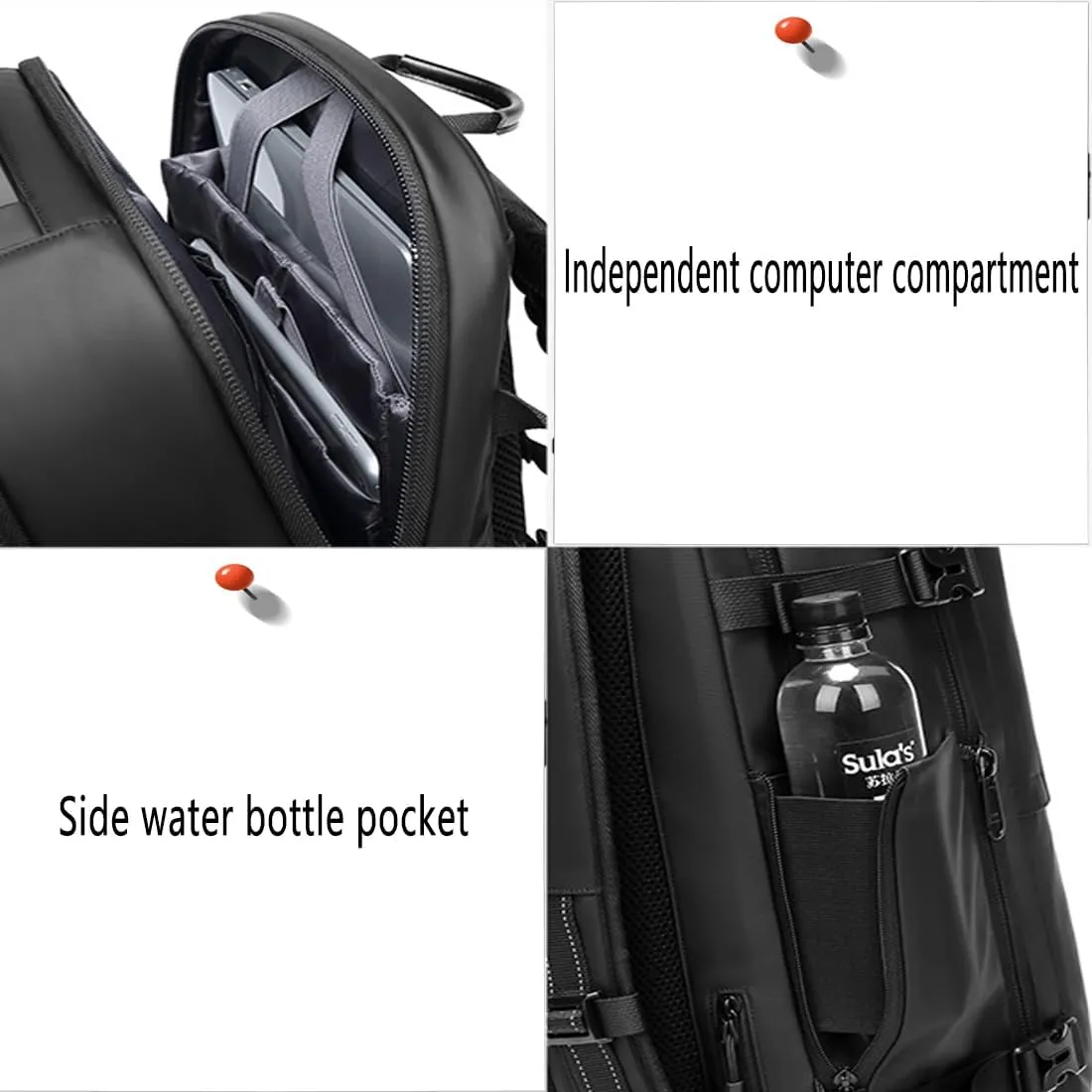 Voyagevac Vacuum Backpack for Travel, Air Travel Bag 2nd Gen, Anti-Theft and Wear-Resistant, Large Capacity (Black, With air pump)