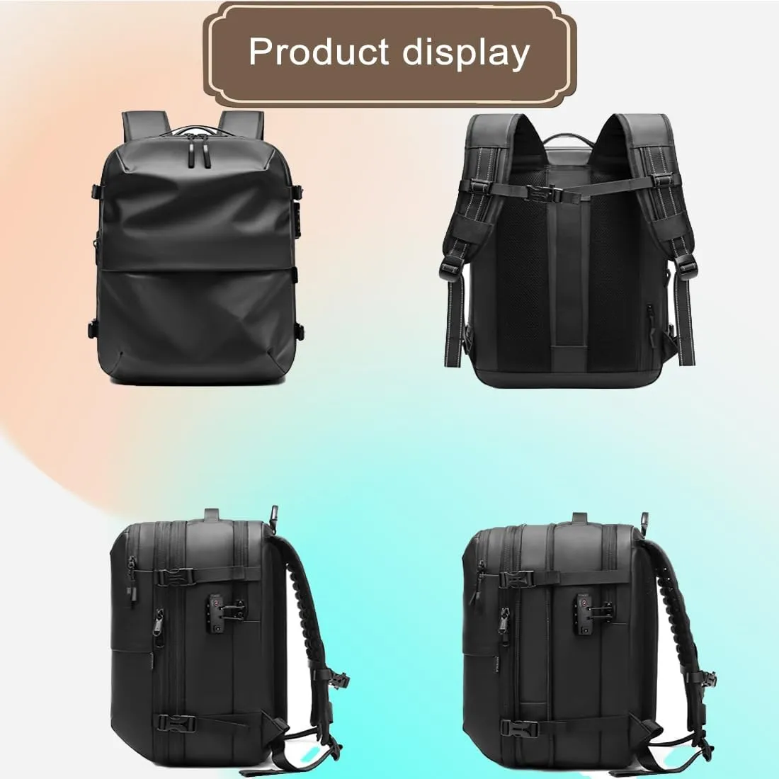 Voyagevac Vacuum Backpack for Travel, Air Travel Bag 2nd Gen, Anti-Theft and Wear-Resistant, Large Capacity (Black, With air pump)