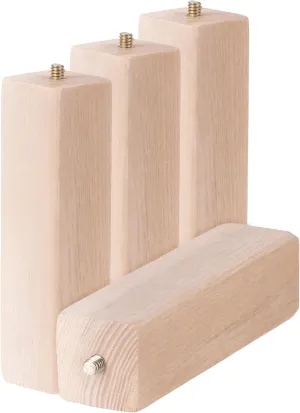 Waddell Parsons Square Table Leg (4 Count, 6" H) | Quick Mount Ash Wood Coffee Table Legs with 5/16" #18 Hanger Bolt | Replacement Decorative Unfinished Furniture Legs for DIY Home Improvement