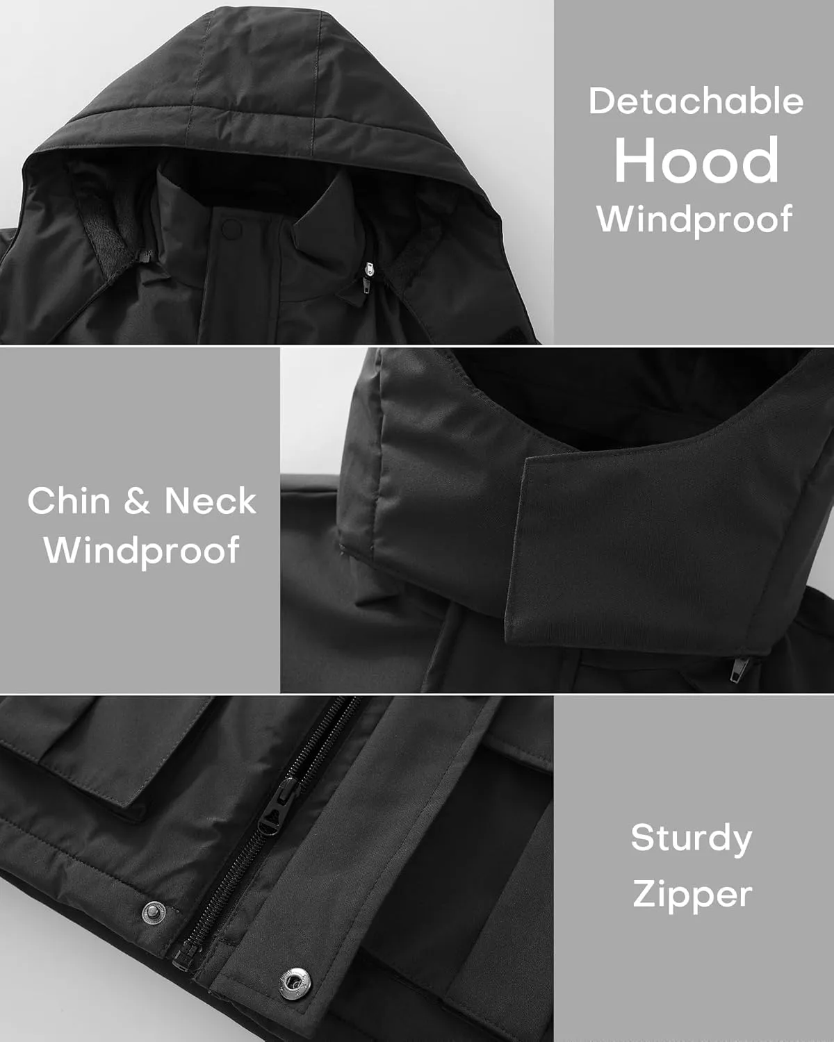 wantdo Boys Winter Coat Waterproof Windbreaker Snow Skiing Jacket Warm Thick Rain Coat Kids Jacets with Removable Hood
