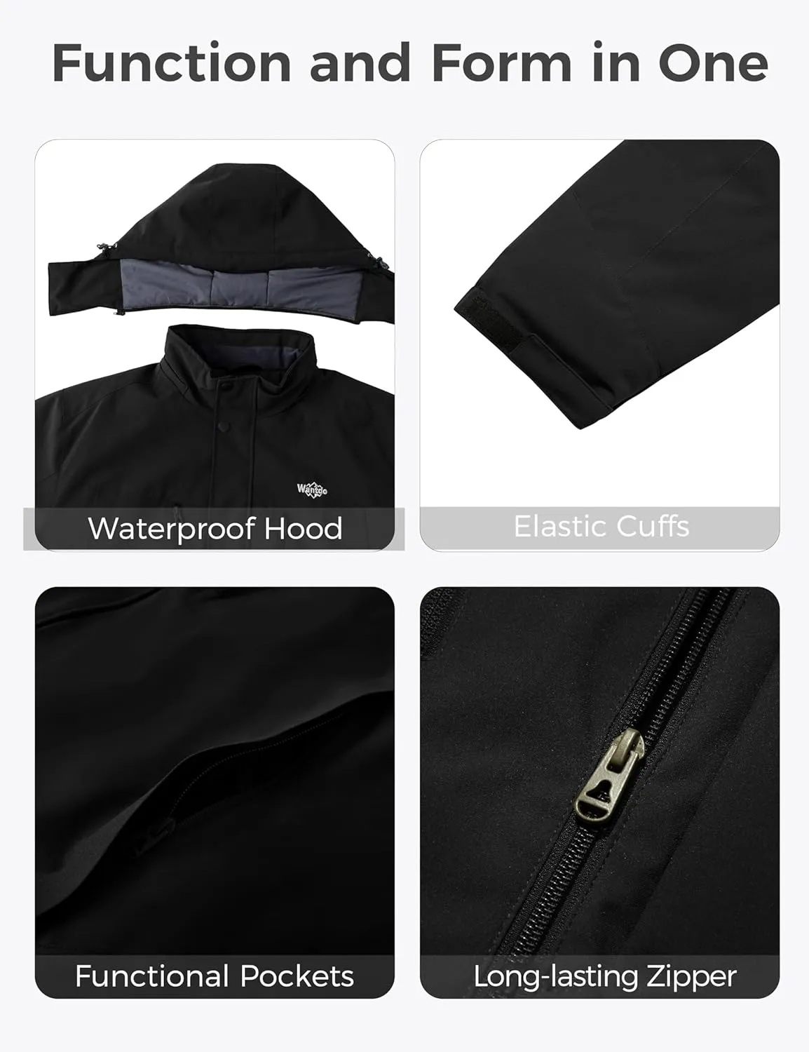 wantdo Men's Big and Tall Ski Jacket Waterproof Snowboarding Jacket Windproof Winter Coat with Hood