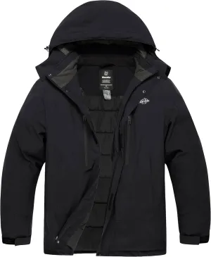 wantdo Men's Big and Tall Ski Jacket Waterproof Snowboarding Jacket Windproof Winter Coat with Hood