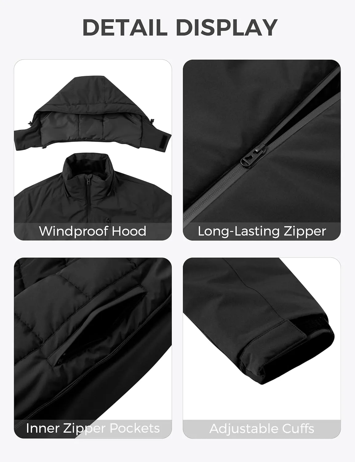 wantdo Men's Mountain Waterproof Ski Jacket Windproof Rain Jacket Winter Warm Snow Coat