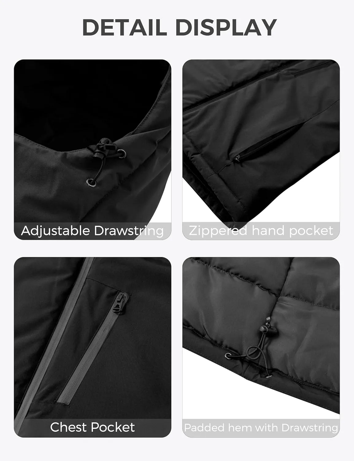 wantdo Men's Mountain Waterproof Ski Jacket Windproof Rain Jacket Winter Warm Snow Coat