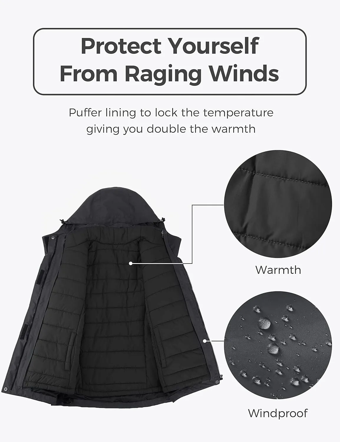 wantdo Women's 3 in 1 Waterproof Ski Jacket Mountain Snowboarding Jacket Winter Snow Coat