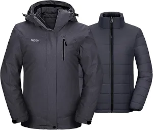 wantdo Women's 3 in 1 Waterproof Ski Jacket Windproof Winter Snow Coat Snowboarding Jackets Warm Raincoat
