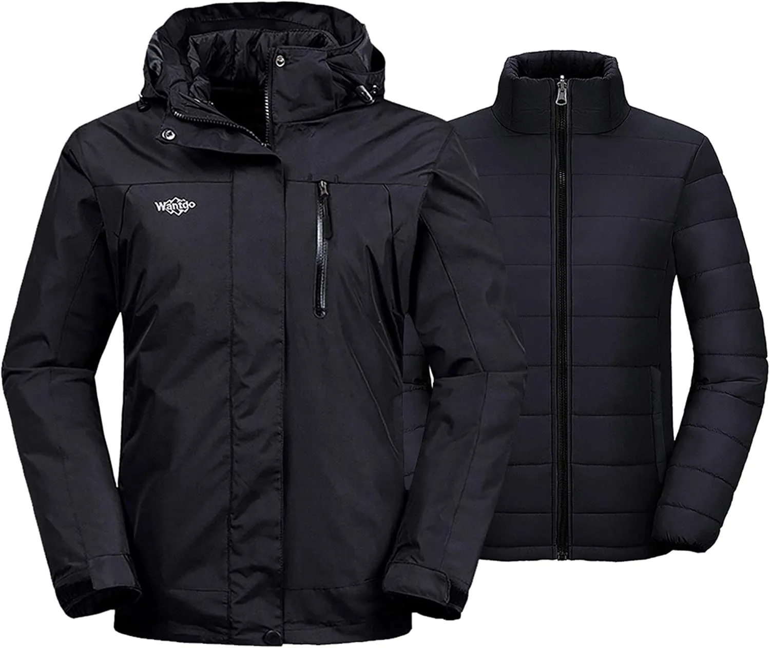 wantdo Women's 3 in 1 Waterproof Ski Jacket Windproof Winter Snow Coat Snowboarding Jackets Warm Raincoat