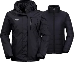 wantdo Women's 3 in 1 Waterproof Ski Jacket Windproof Winter Snow Coat Snowboarding Jackets Warm Raincoat