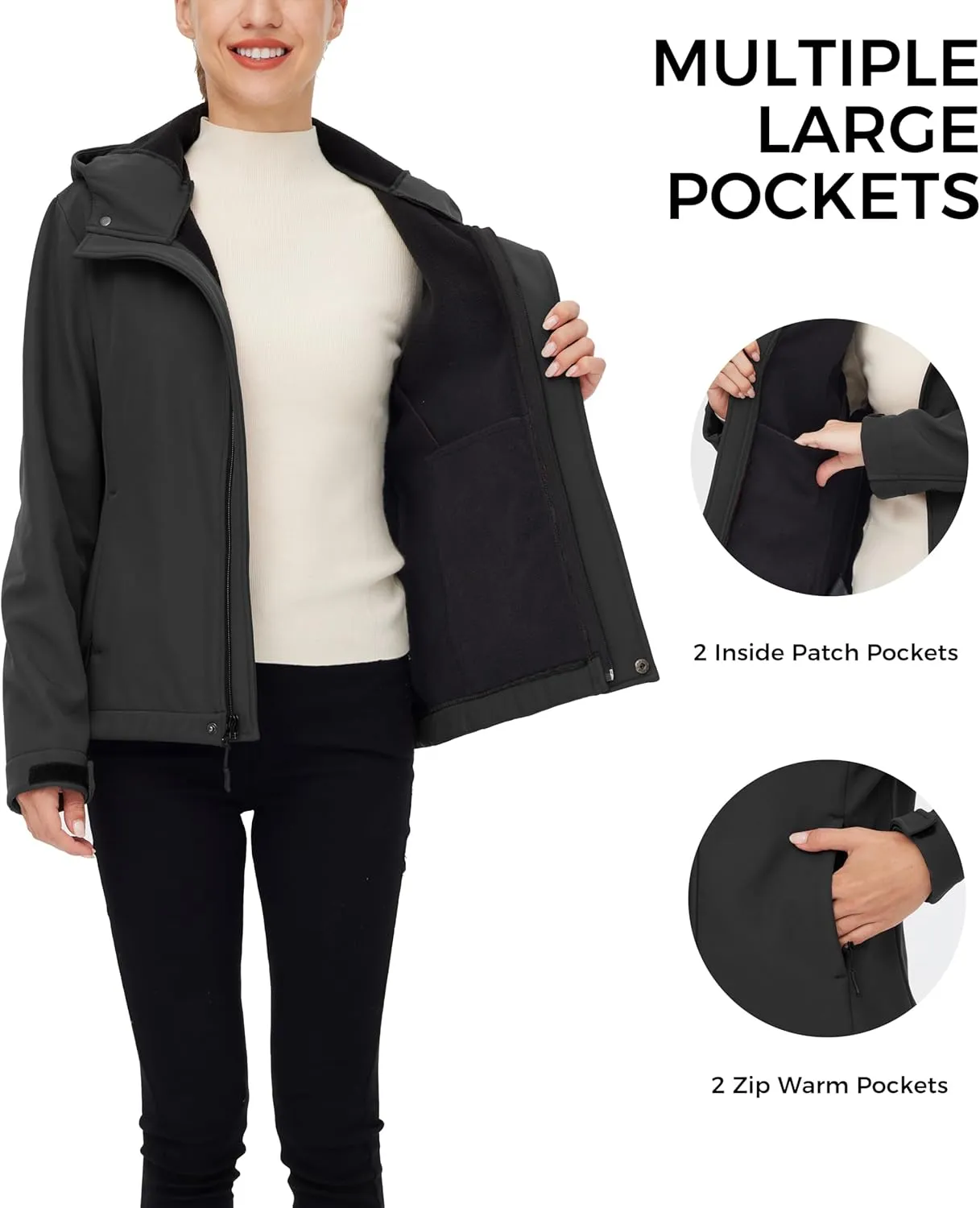 wantdo Women's Fleece Lined Jacket Softshell Jacket Lightweight Insulated Jacket