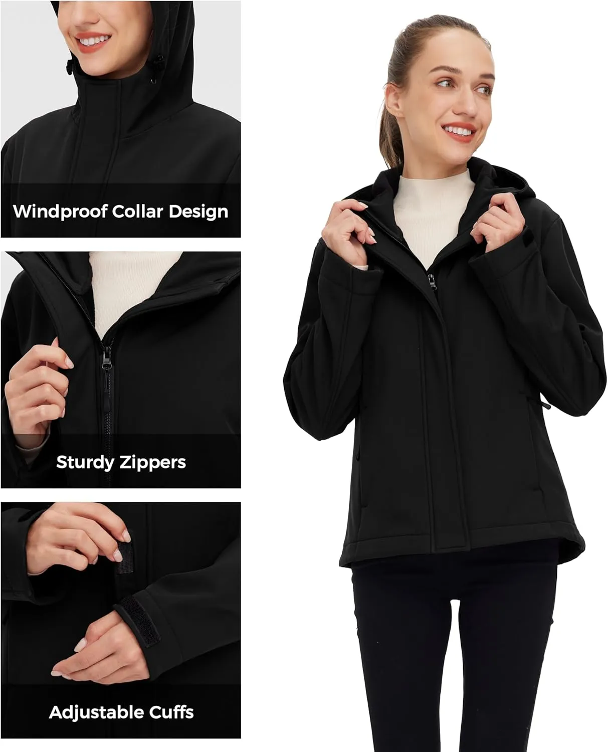 wantdo Women's Fleece Lined Jacket Softshell Jacket Lightweight Insulated Jacket